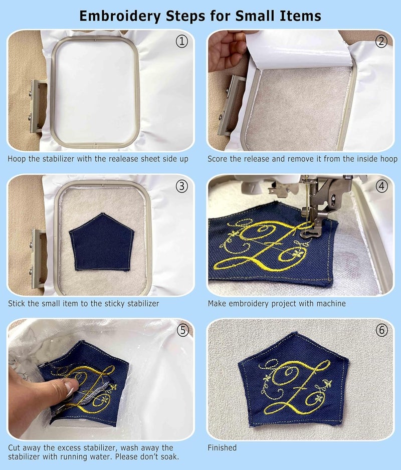 simthread Sticky Wash Away Embroidery Stabilizer Self-Adhesive Printable A4 Size Paper Stabilizer Medium Weight 1.4OZ 8.5" x 11" 7pcs / Pack - Image 5